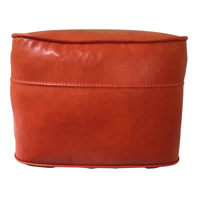 Vintage Vinyl Orange Ottoman Chairish