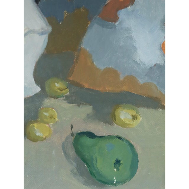 Mid-Century Modern 'Blossoms & Fruit' Vintage Swedish Expressive Still Life Oil Painting, Framed For Sale - Image 9 of 14