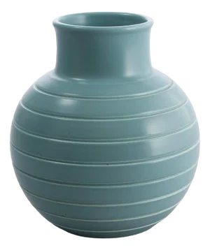 Art Deco Matt Blue Glazed Ribbed Ovoid Vase by Keith Murray for Wedgwood, 1930s
