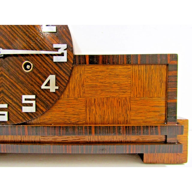 Antique 1931 German Junghans Pfeilkreuz Coromandel Mantel Clock 8 Day Bauhaus For Sale - Image 4 of 16