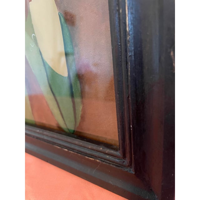 Brick Red Antique Chinese Reverse Glass Painting Court Beauty Republic Period - Pristine For Sale - Image 8 of 10