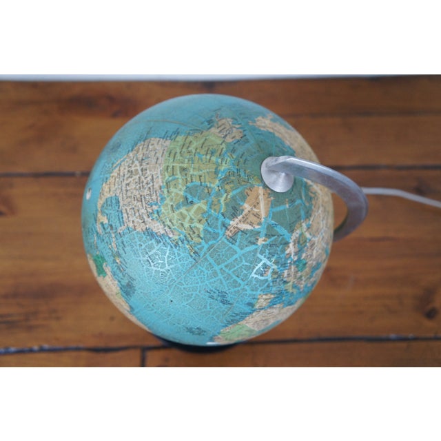 Blue 1980 Romanian Political Geographic Terrestrial World Globe Lamp Light For Sale - Image 8 of 12