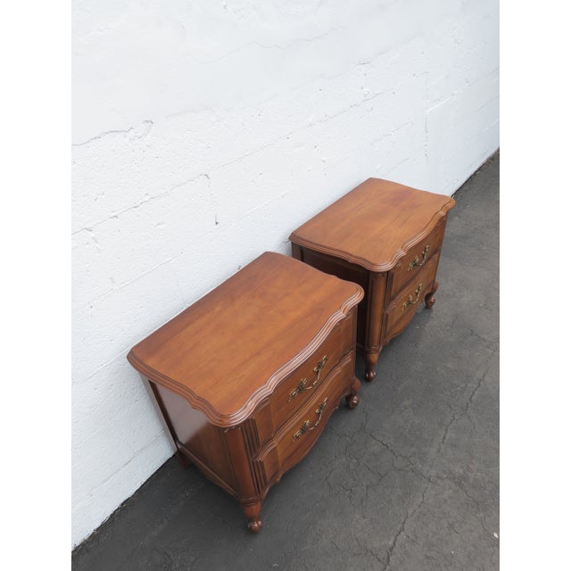 Wood French Carved Large Nightstands Bedside End Tables a Pair 6437 For Sale - Image 7 of 14