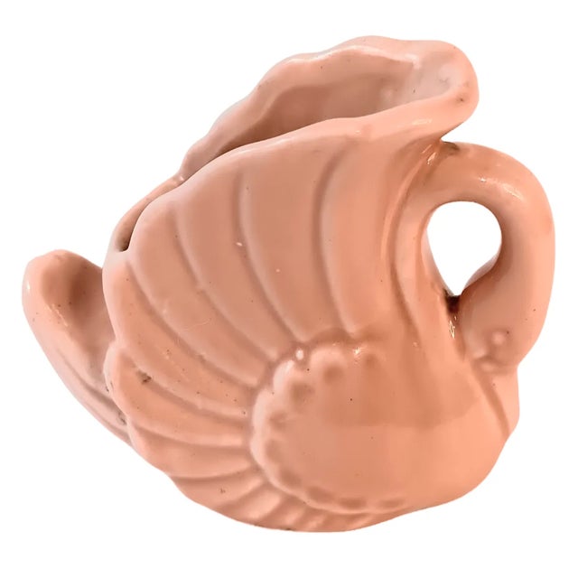 Vintage Art Deco Swan Pottery Vase Planter Small Light Pink Approximately 4.25" x 3.5" x 2" Excellent vintage condition....