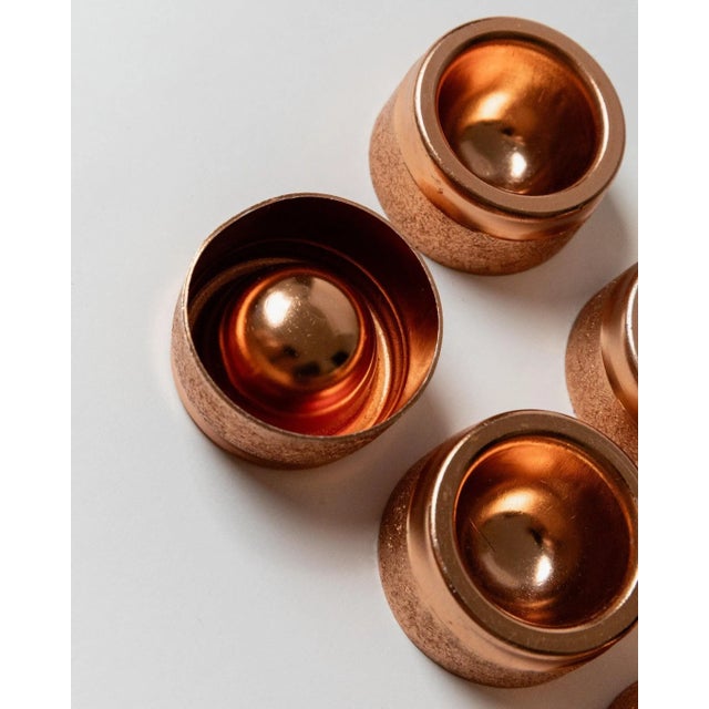 Copper Mid-Century Stackable Egg Cups in Hammered Copper Metal, Germany, 1960s, Set of 6 For Sale - Image 8 of 11