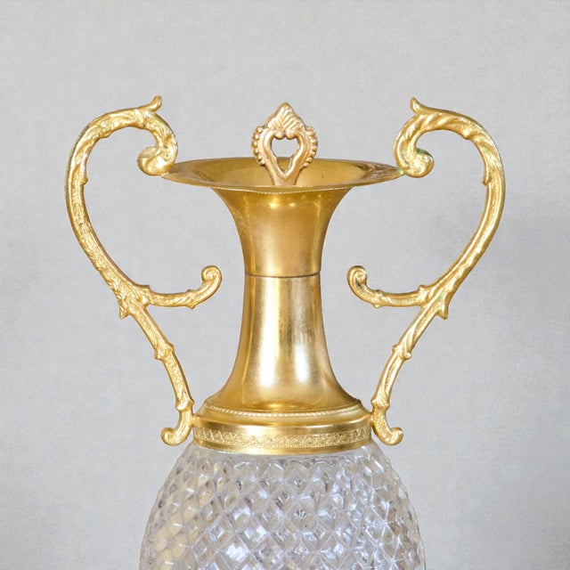 Napoleon III French Water Fountain in Glass and Brass, 1870 For Sale - Image 3 of 8