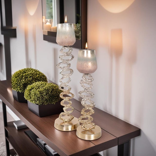Modern Teresina Gold Ombre Candleholder- Tall For Sale - Image 3 of 11