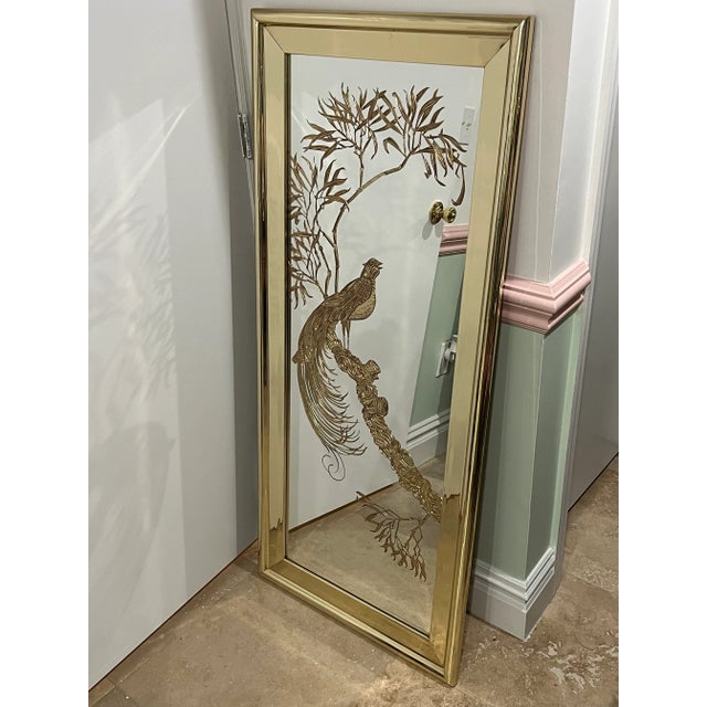Gold 1970 Phoenix Bird Etched Mirror For Sale - Image 8 of 8