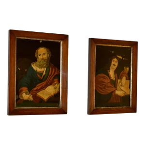 Pair of 18th Century Reverse Paintings on Glass