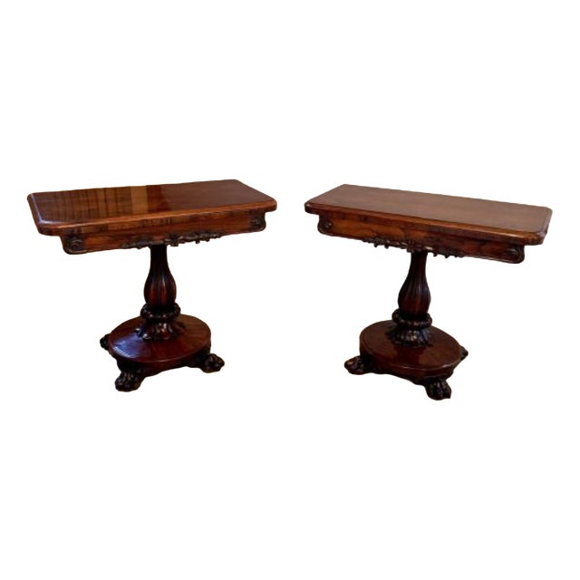 Antique William IV Rosewood Card Tables, 1830, Set of 2 For Sale
