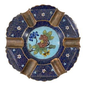 20th Century Chinese Cloisonne Enamel Ashtray With Flowers