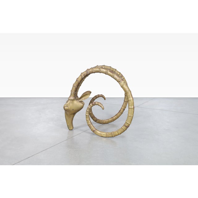 Vintage Brass Ibex Rams Head Dining Table in the Style of Alain Chervet, 1970s For Sale - Image 10 of 12