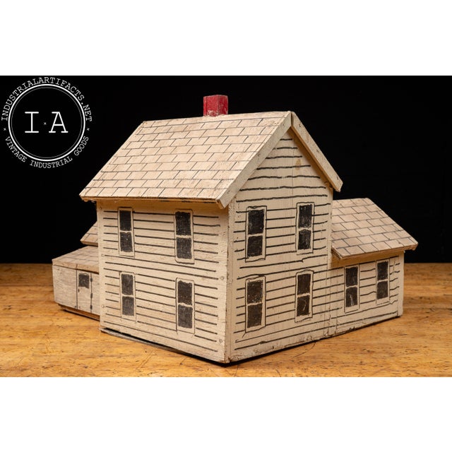 Folk Art Handcrafted Wooden Farmhouse Architectural Model For Sale - Image 4 of 8