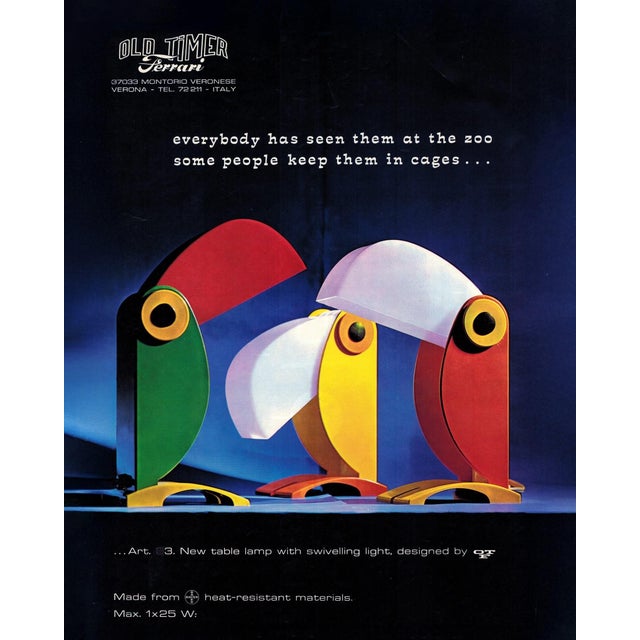 Toucan Table Lamp by Enea Ferrari Desk Linea Zero Old Timer Ferrari For Sale - Image 18 of 18