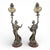 Brown Art Nouveau Spelter Oil Lamps, Set of 2 For Sale - Image 8 of 8