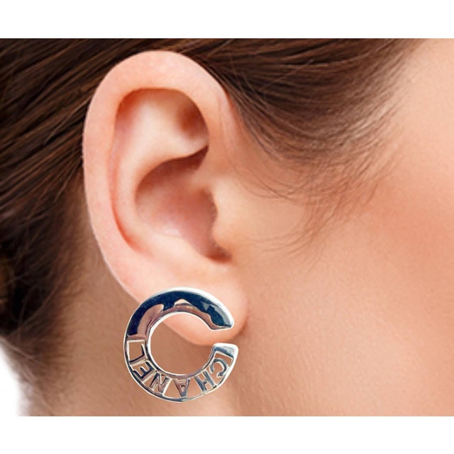 Chanel Fine Jewelry 925 Silver Letter C Clip on Earrings *Marked 925 with Chanel fine jewelry stamp *Comes with the...