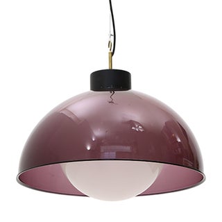 Purple Methacrylate and Glass Pendant Light, 1950s For Sale