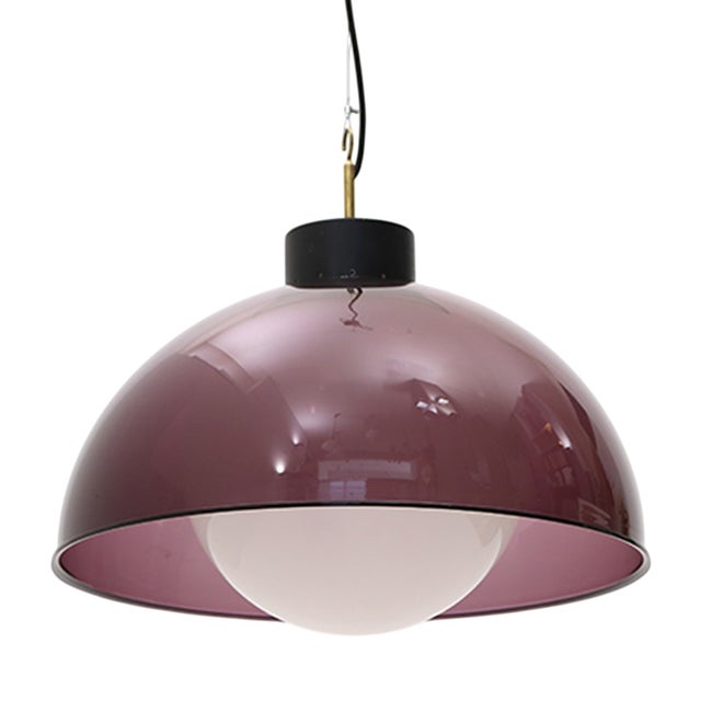 Purple Methacrylate and Glass Pendant Light, 1950s For Sale