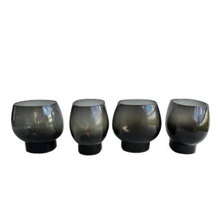 1960s Scandinavian Black Oval Lowball Glasses, Set of 4 For Sale