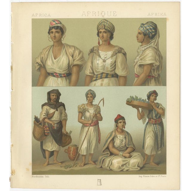 Racinet, Afrique: North African Costumes & Figures, 1888, Lithographs, Set of 2 For Sale - Image 4 of 9