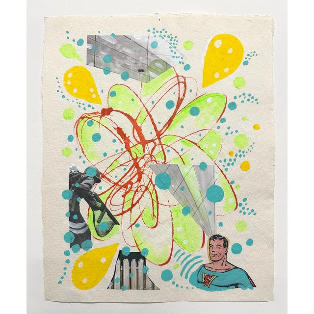 A colorful contemporary work on paper from mid career artist Ben Junta