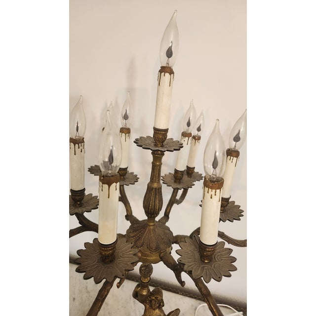 Brass Monumental Brass Figural Maiden 13-Light Candelabrum, Circa 1960s For Sale - Image 8 of 18