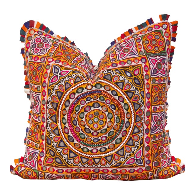 Adya Rajasthani Embroidered Decorative Pillow For Sale
