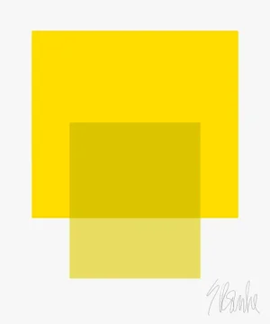 The Interaction of Warm Yellow and Light Celery Fine Art Print 25" X 30" by Liz Roache