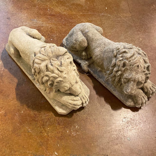Vintage Concrete Lion Statues a Pair Chairish