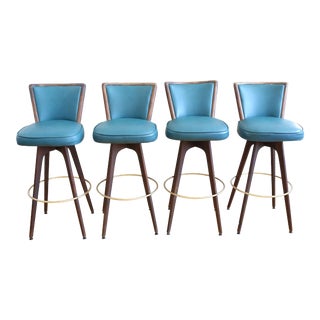 Mid Century Modern Vintage Swivel Bar / Counter Stools - Set of 4 For Sale
