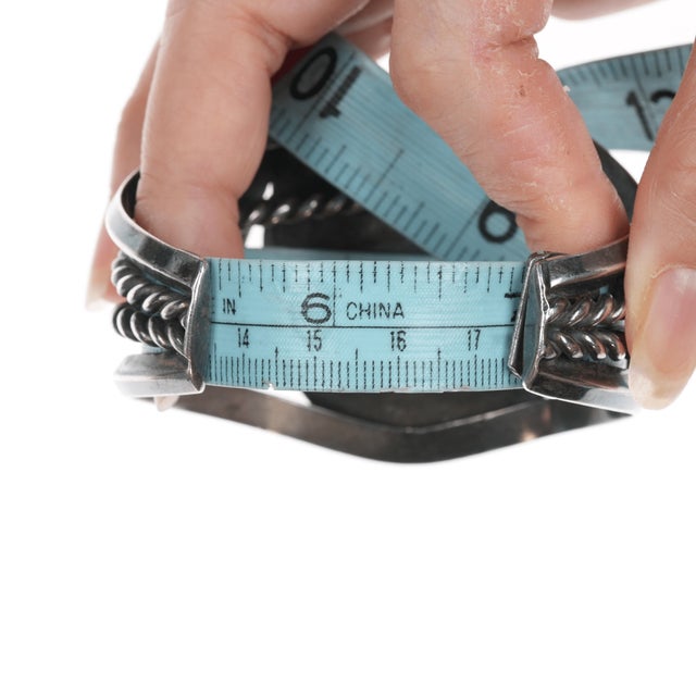 Silver 7" 1970's Phil T Navajo Silver cuff bracelet with turquoise For Sale - Image 8 of 11