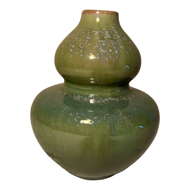 John-Richard Contemporary Apple Green Ceramic Double Gourd Vase For Sale