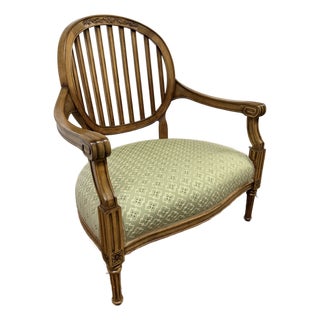 Louis XVI Reproduction Teak Wood Lounge Chair For Sale