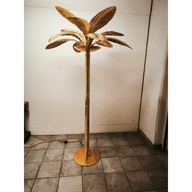 Vintage 12-Light Palm Floor Lamp in Brass, 1970s For Sale - Image 16 of 18
