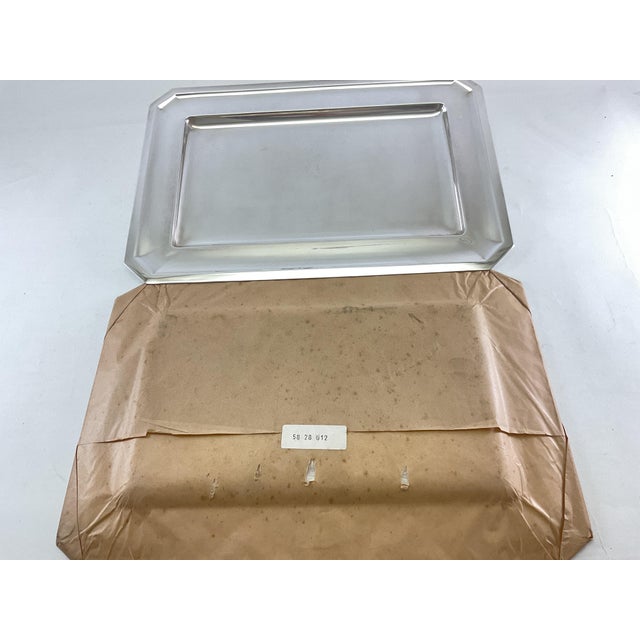 1980s Mid-Century Modern Silver Rectangular Platters For Sale - Image 12 of 15
