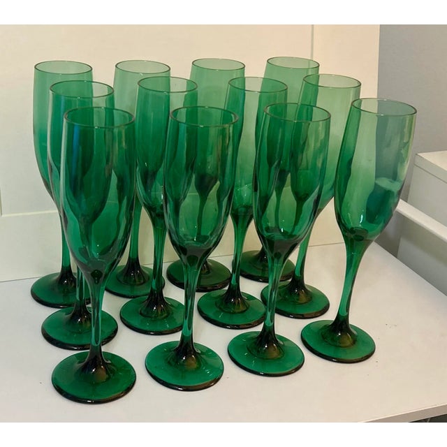 Libbey Juniper Green Champagne Flutes - New in Box, S/12 For Sale - Image 11 of 11