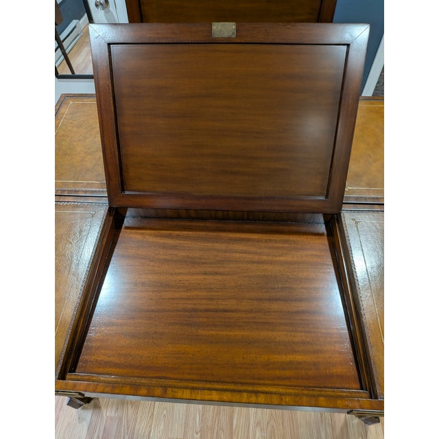 1990s Maitland-Smith Handmade Architect / Cartography Desk — Leather Top, Locking Compartments, 3 Keys For Sale - Image 10 of 14