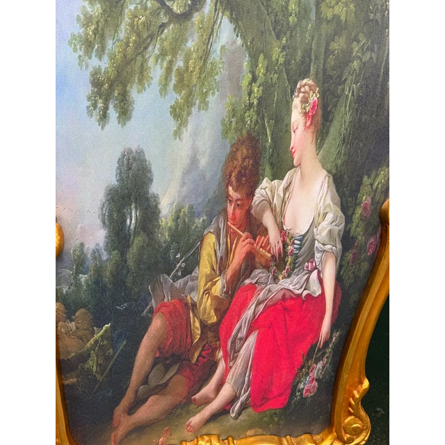 Gold Late 20th Century Room Divider Screen - Handmade Louis XVI Beech Frame With French Scene For Sale - Image 8 of 12