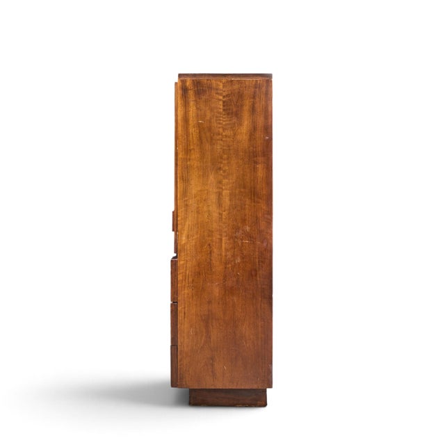 Mid 20th Century Lane Staccato Brutalist Mid Century Walnut Armoire Highboy Dresser For Sale - Image 5 of 11