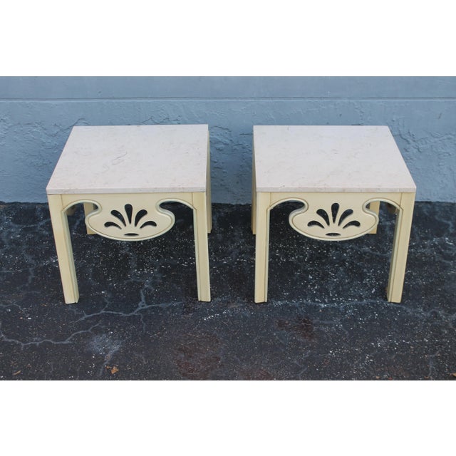 Hollywood Regency 1960's Hollywood Regency Stone Top Side Tables a - Pair For Sale - Image 3 of 11