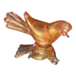 1960s Archimede Seguso Murano Art Glass Bird With Gold Inclusions. For Sale