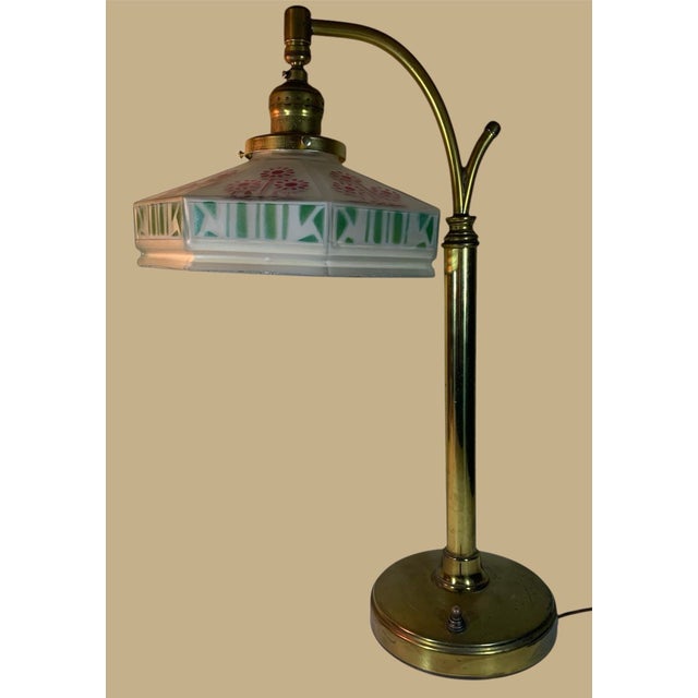 Art Deco Lamp With Eight Sided Deco Design Shade C 1930 For Sale In Philadelphia - Image 6 of 6