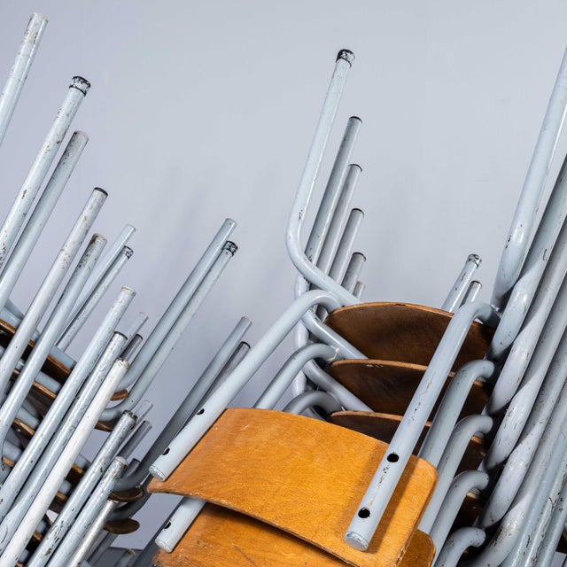 Gray Large Stacking Dining Chairs from Mullca, 1950s, Set of 6 For Sale - Image 8 of 13