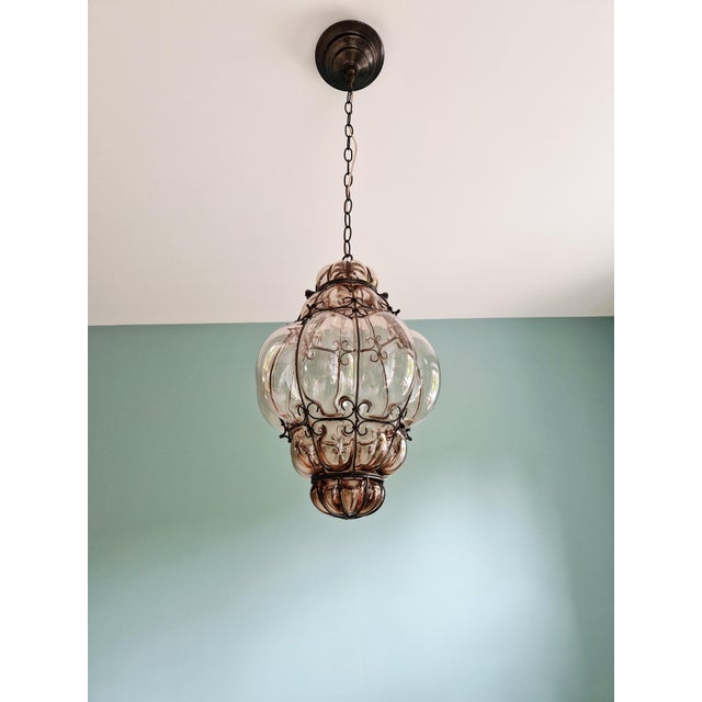 Large Mid-Century Venetian Pendant Light in Smoked Blown Murano Glass, 1960s For Sale - Image 9 of 14