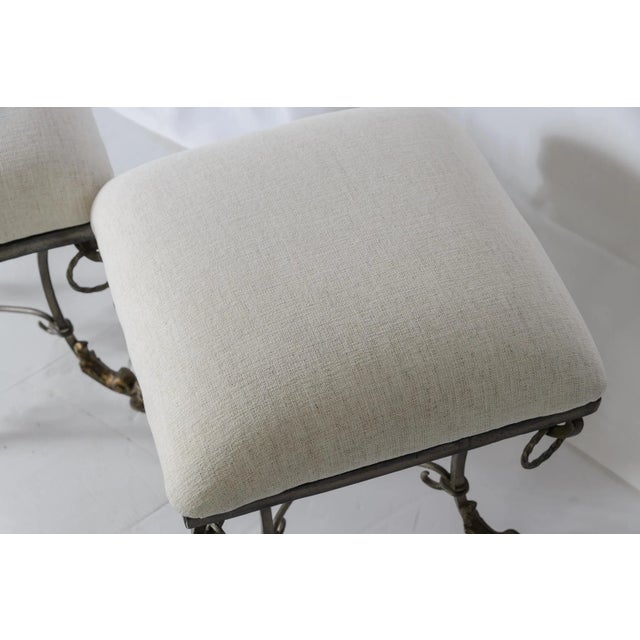 Baroque Double Ottoman Iron ScrolledUpholstered Stools For Sale - Image 3 of 8