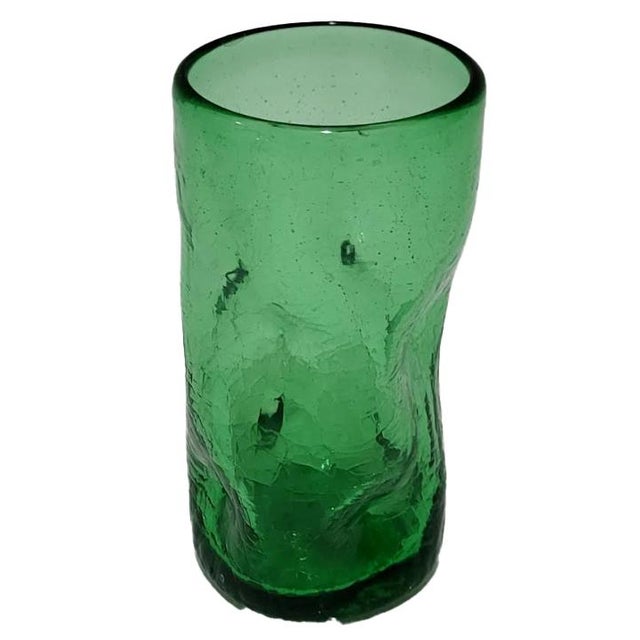 15 piece set of vintage Blenko Glass tumblers (7) and pedestal dessert dishes (8) They are the pinched and crackle design...