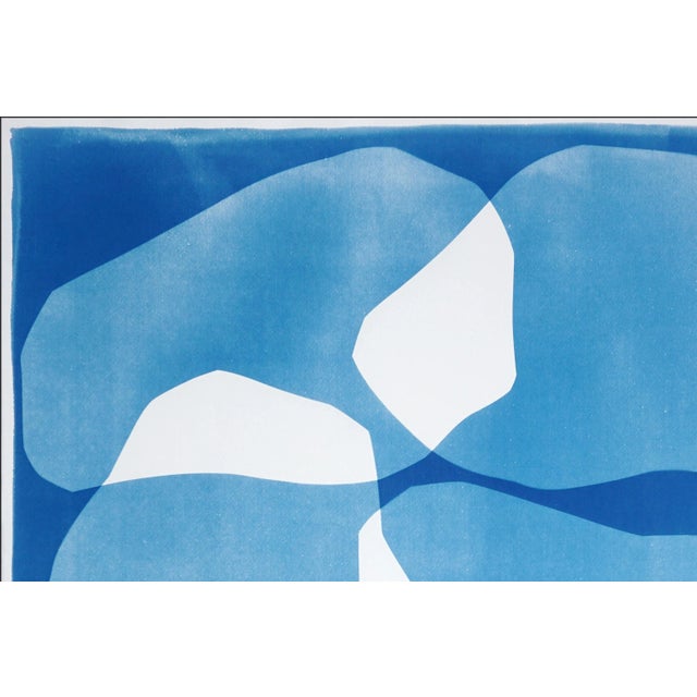 Blue 2025, Zig Zag Ovals Diptych, Unique Monotype Cyanotype, Biomorphic Art, Watercolor Paper by Kind of Cyan-Set of 2 For Sale - Image 8 of 9