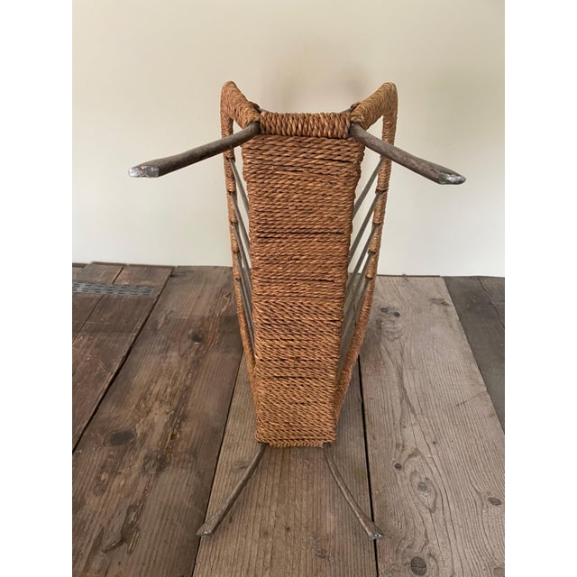 Metal Rope Newspaper Rack in the style of Adnet, 1950s For Sale - Image 7 of 8