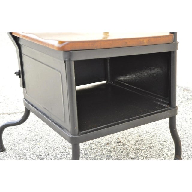 Antique American Industrial Iron and Maple Childs School Writing Desk For Sale - Image 9 of 12