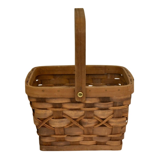 Reed & Wood Basket For Sale